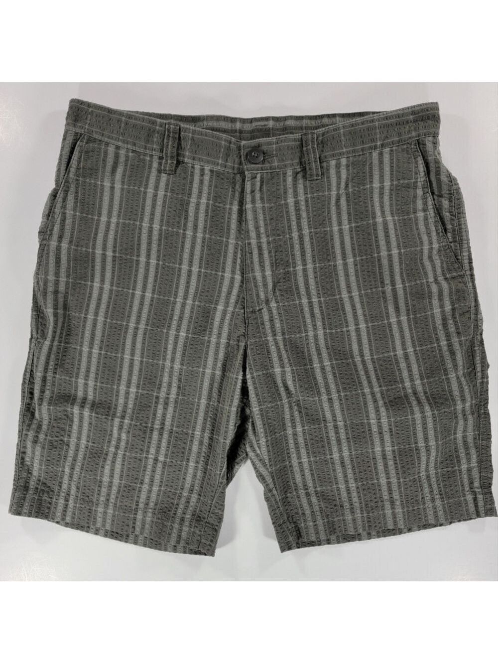 Patagonia Shorts Mens 33 Gray Plaid Seersucker Thrift Short Organic Cotton Blend